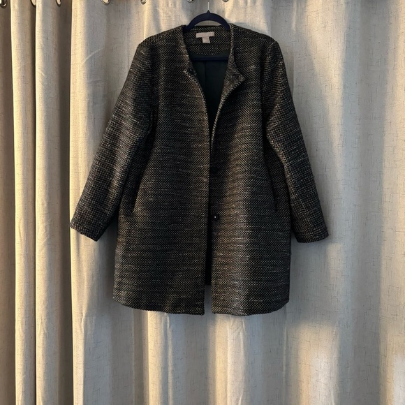 H&M | CLASSIC RAINBOW DARK TWEED STRUCTURED MID COAT
MINIMALISTIC A-LINE Sz 16 - Picture 6 of 10